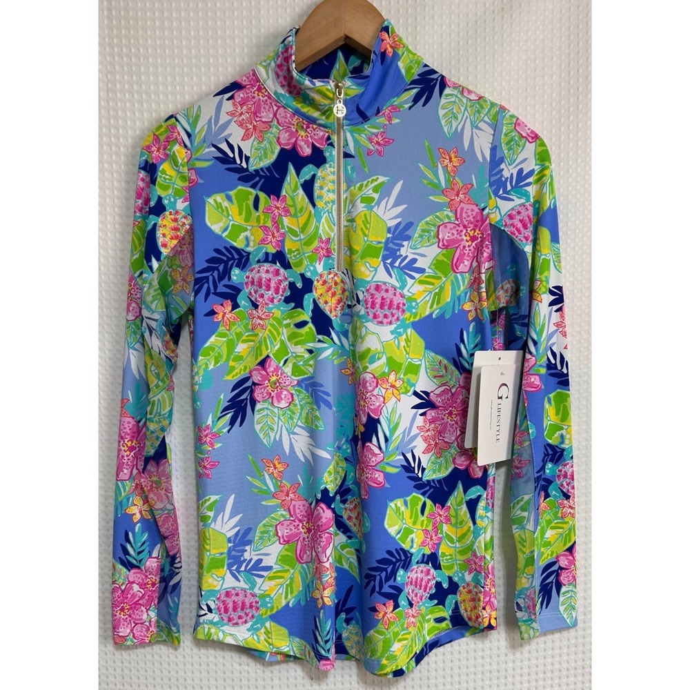 NWT G Lifestyle Tropical Long Sleeve Sun Protection Top Size XS Golf Tennis a1 - Picture 8 of 8